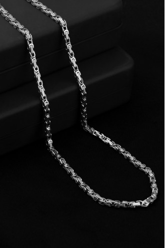 Gümüş Renk Erkek Kral Zincir Kolye Çelik