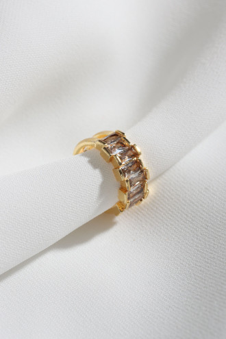 Baget Taşlı Gold Renk Tekli Sıkıştırmalı Kıkırdak Küpe