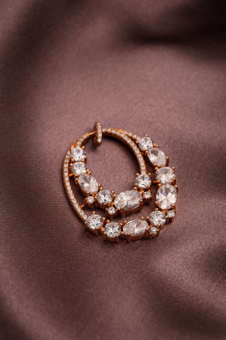 Zircon Taşlı 925 Ayar Gümüş Rose Abiye Kolye Ucu 8,41Gr