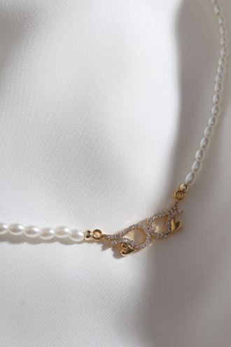 Melek Kanadı Uçlu Gold Renk İnci Kolye