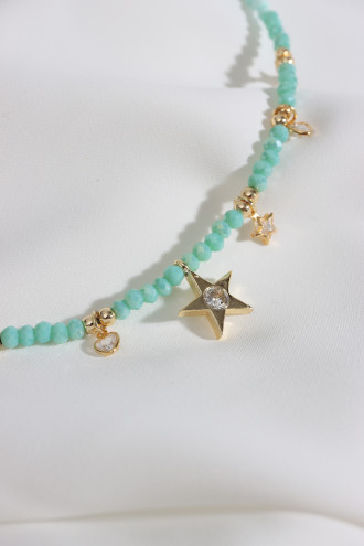 Yıldız Uçlu Yeşil Boncuk Kolye Yıldız Uçlu Yeşil Boncuk Kolye