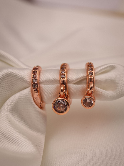 Tek Taşlı 3'Lü Set Rose Küpe Tek Taşlı 3'Lü Set Rose Küpe