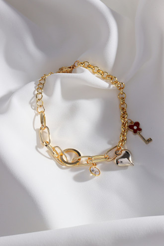 Charmlı Gold Renk Zincir Bileklik