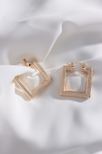 Kare Gold Renk Vintage Halka Küpe