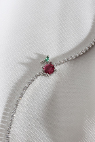 Elma Figürlü Zircon Taş Gümüş Renk Suyolu Bileklik