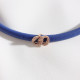 Mavi Yumuşak Deri Gold Renk Zircon Taşlı Choker
