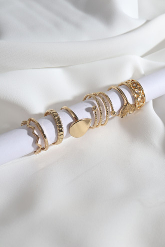 7 Adet Gold Renk Çoklu Yüzük Seti