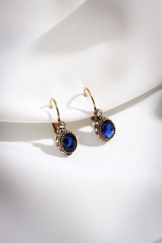 Lacivert Taşlı Otantik Küpe