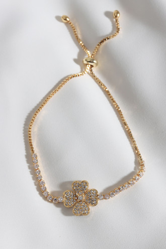 Çiçek Figür Gold Renk Asansörlü Su Yolu Bileklik