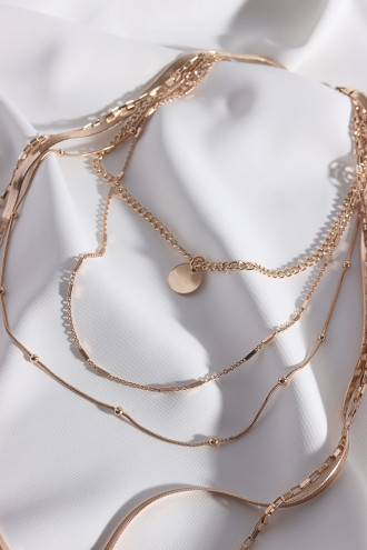 5'Li Gold Renk Uzun Zincir Kolye