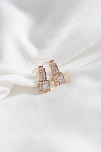 Taşlı Çelik Gold Renk Küpe