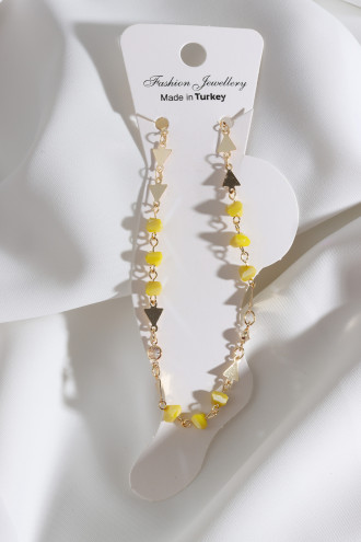 Boncuklu Gold Renk Üçgen Zincir Halhal