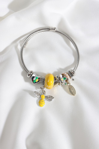 Çelik Model Arı Figür Gümüş Renk Bileklik