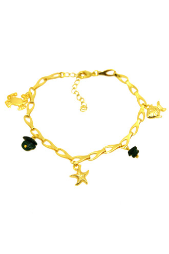 Kadın Gold Renk Yeşil Deniz Kabuğu Figürlü Halhal Kadın Gold Renk Yeşil Deniz Kabuğu Figürlü Halhal