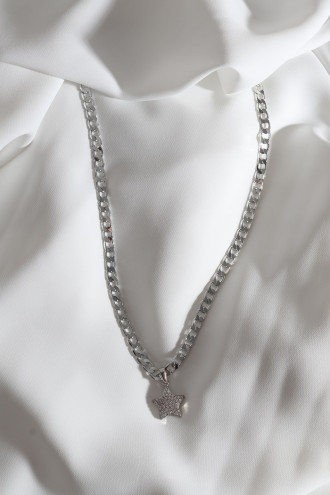 Yıldız Uçlu Gümüş Renk Zincir Kolye