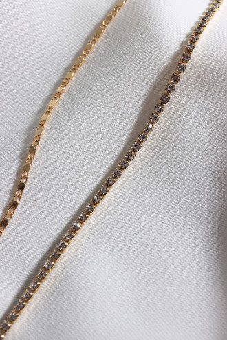 2'Li Gold Renk Su Yolu Zincir Halhal