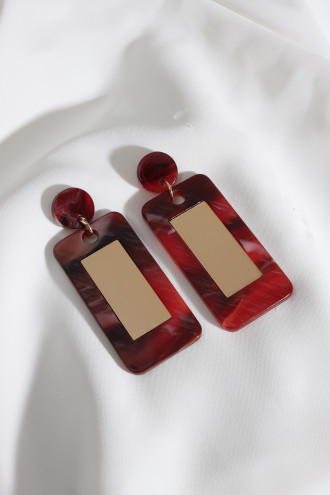 Bordo Renk Dikdörtgen Küpe Bordo Renk Dikdörtgen Küpe