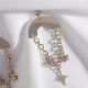 Zincirli Yıldız Sallantılı Gold Renk Küpe