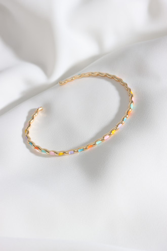 Pastel Renkli Gold Renk Ince Bilezik Pastel Renkli Gold Renk Ince Bilezik