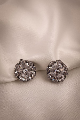 Antrasit Zircon Taşlı Abiye Küpe