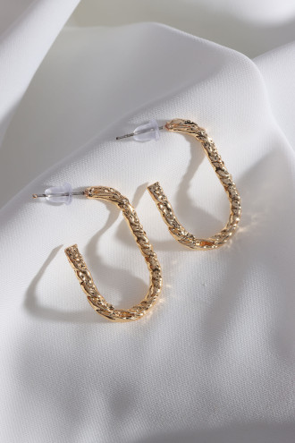 Vintage Gold Renk Oval Halka Küpe