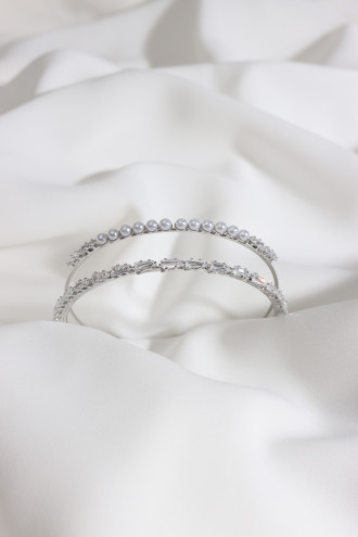 Inci Detaylı Gümüş Renk Kelepçe Bileklik