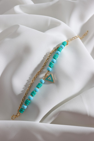 2'Li Yeşil Fimo Boncuklu Üçgen Sallantılı Bileklik