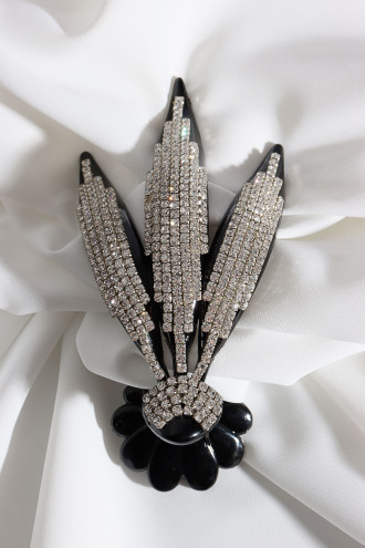 Taşlı Siyah Mandal Toka Toka