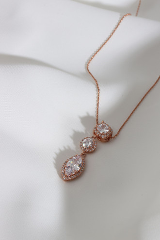 Zircon Taşlı Badem Kolye ve Küpe Abiye Set