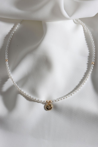 Kutup Yıldızı Uçlu Gold Renk İncili Kolye