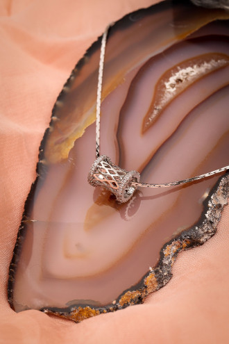 Yılan Zincirli Silindir Gümüş Renk Kolye