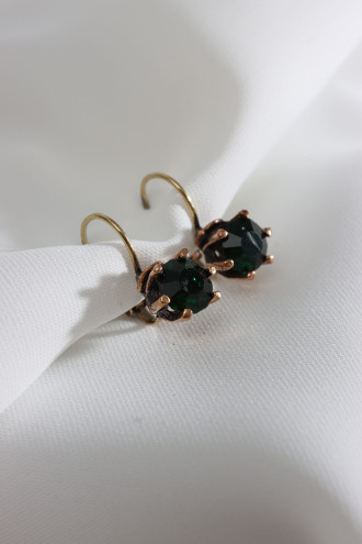 Yeşil Taşlı Tek Taş Otantik Küpe