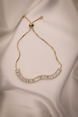 Baget Zircon Taşlı Asansörlü Gold Renk Bileklik Baget Zircon Taşlı Asansörlü Gold Renk Bileklik