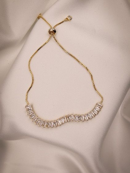 Baget Zircon Taşlı Asansörlü Gold Renk Bileklik Baget Zircon Taşlı Asansörlü Gold Renk Bileklik