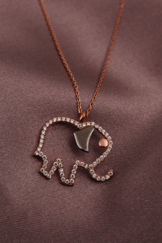 Fil Uçlu 925 Ayar Gümüş Rose Kolye 2,71Gr