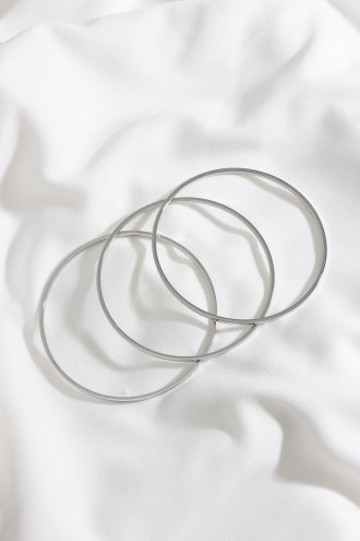 3'Lü Gümüş Renk Renk İnce Çelik Kelepçe Bileklik