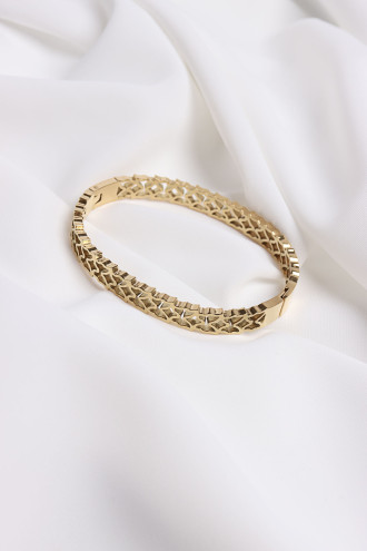 Kelebekli Gold Renk Çelik Bilezik