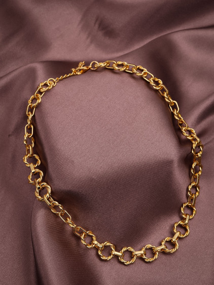 Orta Boy Halkalı Gold Renk Zincir Kolye