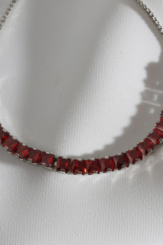 Kırmızı Zircon Taşlı Asansörlü Gümüş Renk Su Yolu Bileklik