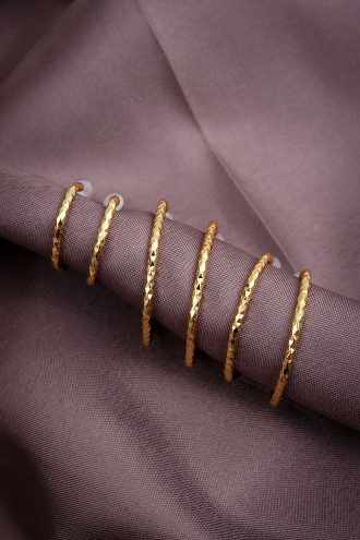 6'Lı Işıltılı Gold Renk Halka Küpe