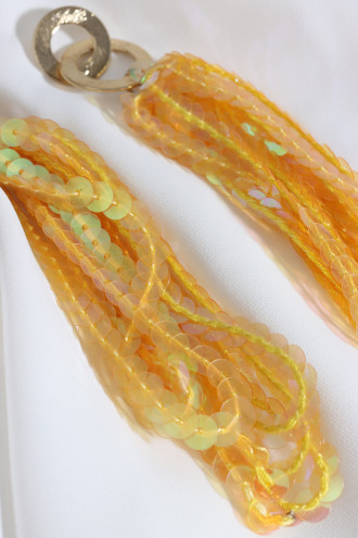 Sarı Pul Sallantılı Gold Renk Küpe