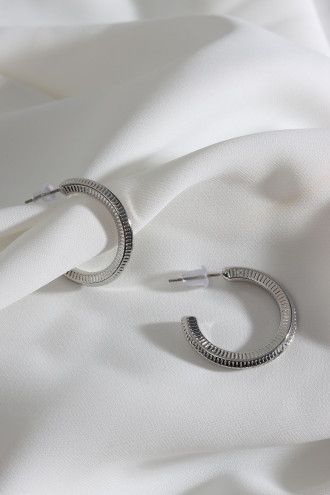 Vintage Gümüş Renk Halka Küpe