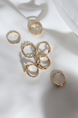 7 Adet Gold Renk Çoklu Yüzük Seti