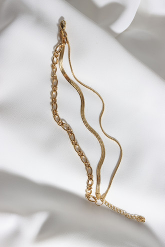 3'Lü Gold Renk Zincir 316L Çelik Bileklik 3'Lü Gold Renk Zincir 316L Çelik Bileklik