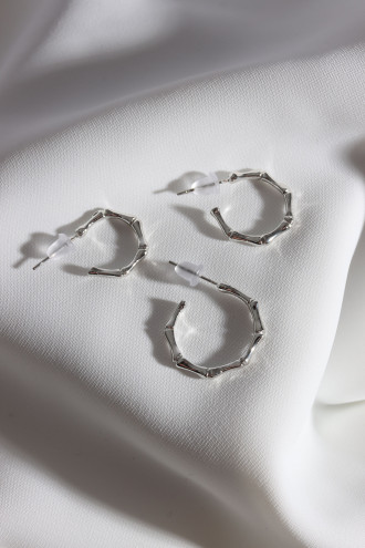 Kadın 3'Lü Gümüş Renk Halka Küpe Set