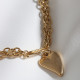 Çift Zincirli Kalp Sallantılı Gold Renk Çelik Bileklik