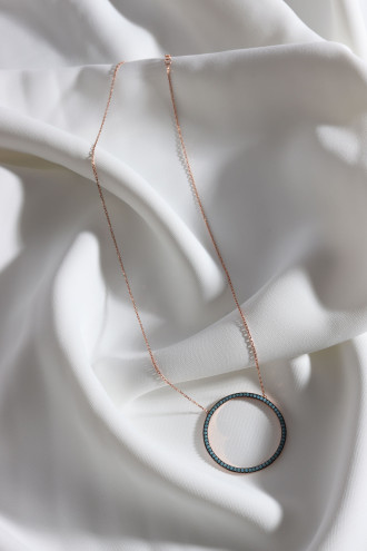 925 Ayar Gümüş Mercan Renk Halka Rose Renk Kolye 3,44 Gr