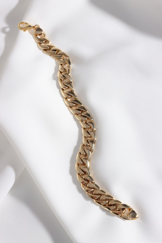 Kalın Gold Renk Döküm Kararmaz Zincir Bileklik