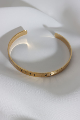 Love Yazılı Gold Renk Kararmaz Vip Bileklik