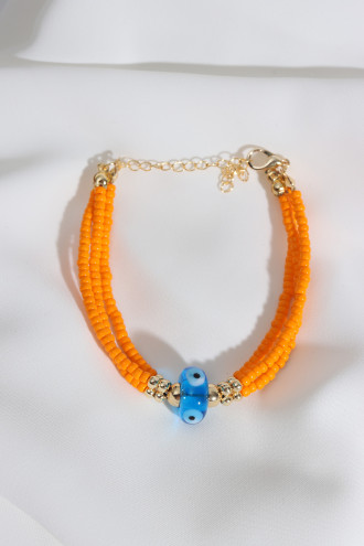 Nazar Boncuklu Turuncu Boncuk Bileklik